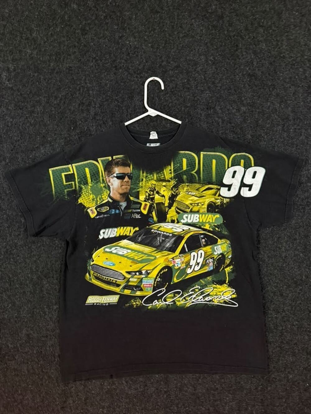 Vintage Carl Edwards 99 NASCAR T-Shirt Men's 2XL Black Double Sided